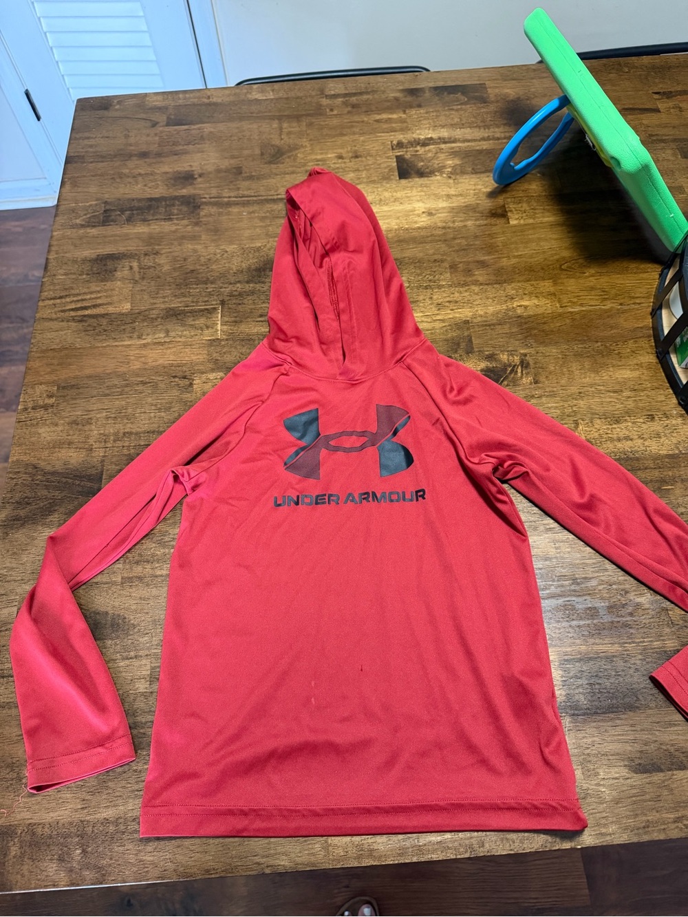 Under Armour Red Hooded Long Sleeve Logo Shirt